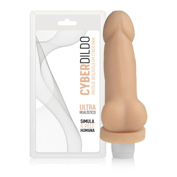 Pênis 18 cm em Cyber Skin R1 com Vibrador e Escroto - Material similiar a pele Humana