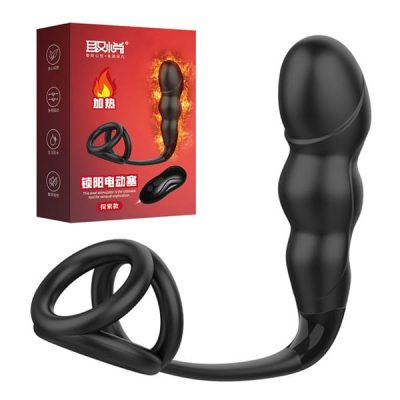 Heats up 1 - estimulador de próstata em silicone com 12 modos de vibração, aquecimento, anel para escroto e controle