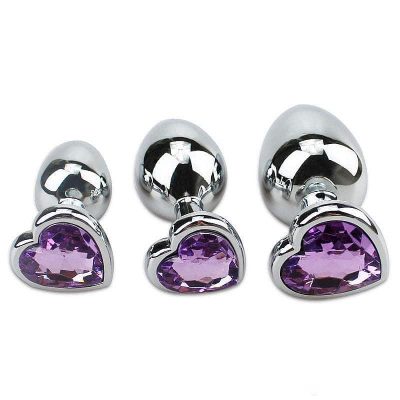 Plug anal pequeno cônico com cristal formato coração 9 11811 4