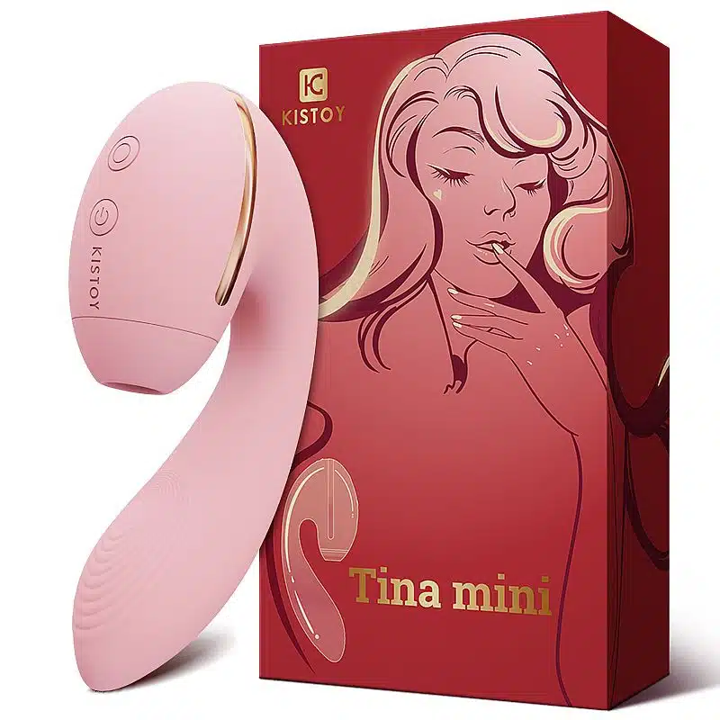 Kistoy tina mini  Vibrador estimulador de ponto g e clítoris com 10 modos de vibração e tecnologia de sucção  Rosa