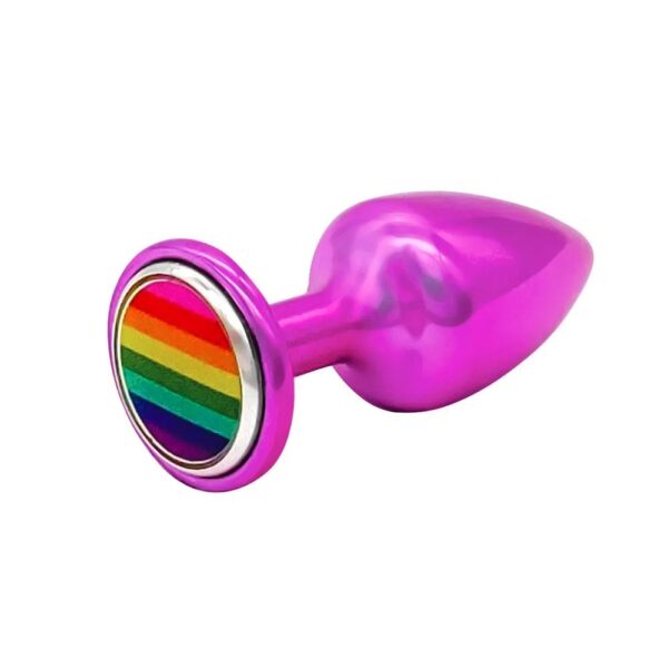 Plug anal M Lilás pride em metal zamac com pedra colorida hard