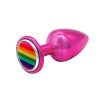 Plug anal M Rosa pride em metal zamac com pedra colorida hard