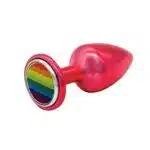 Plug anal M Vermelho pride em metal zamac com pedra colorida hard