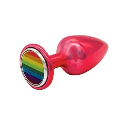 Plug anal M Vermelho pride em metal zamac com pedra colorida hard