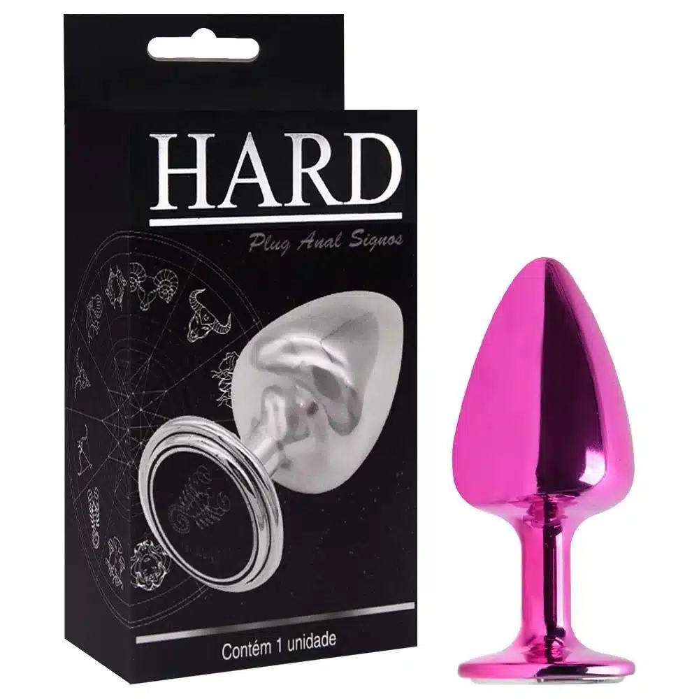 Plug anal M Rosa linha de metal signos hard  Imagem 3