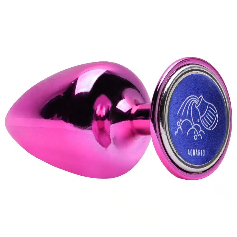 Plug anal M Rosa linha de metal signos hard  Imagem 4