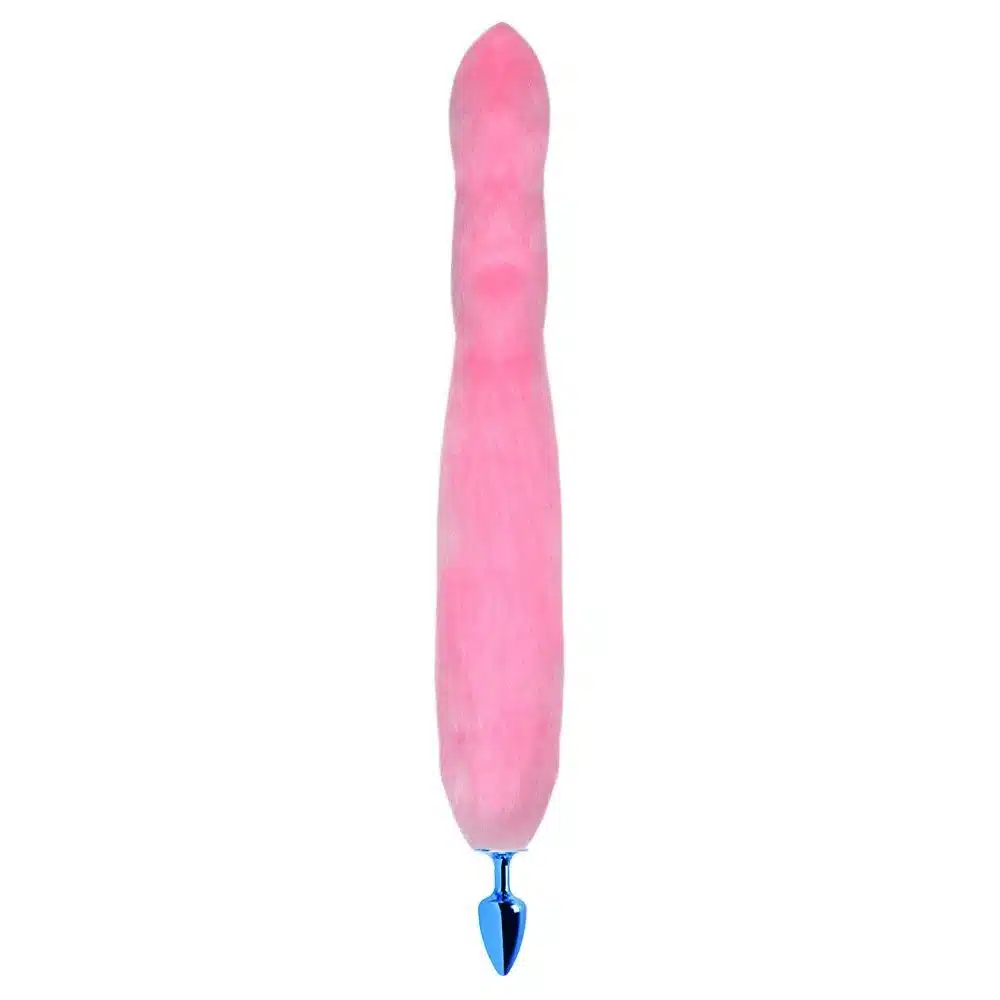 Plug Anal em Metal Azul com Rabo Longo Rosa  Hard  Imagem 2