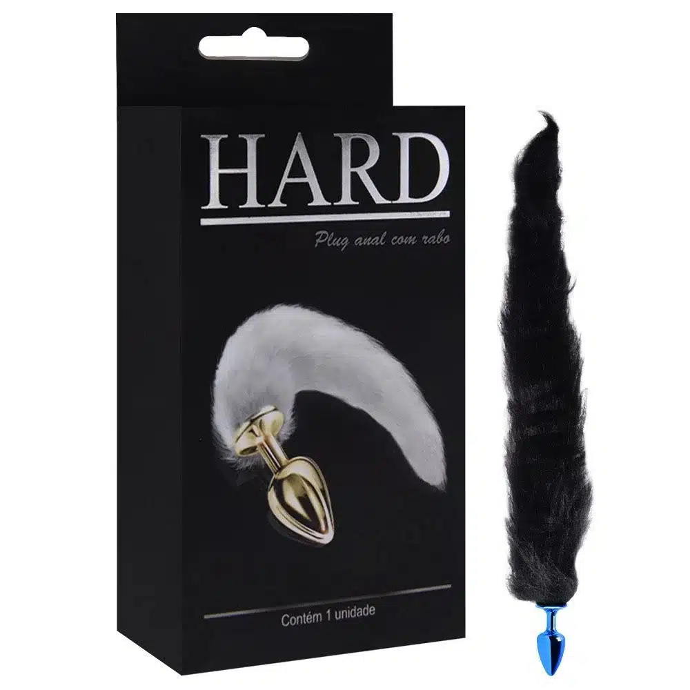 Plug Anal pequeno feito em Metal Azul com Rabo Longo Preto  Hard  Imagem 6