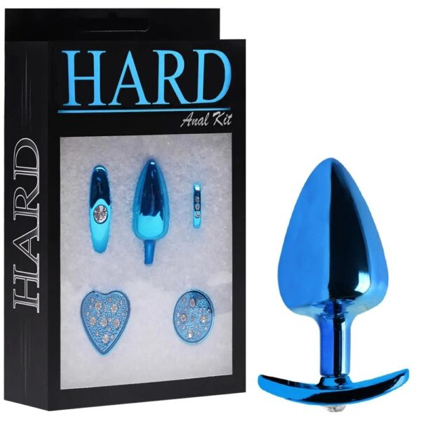 Kit Plug Anal Médio Em Metal Azul 4x1 – Linha Hard