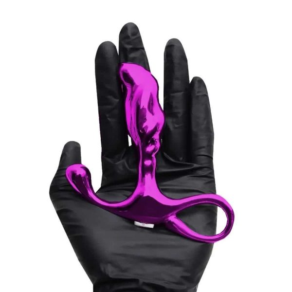 Hard - Massageador de próstata em metal com formato ergonômico e alça de segurança - 6,5 x 1,9 cm Rosa - Image 4