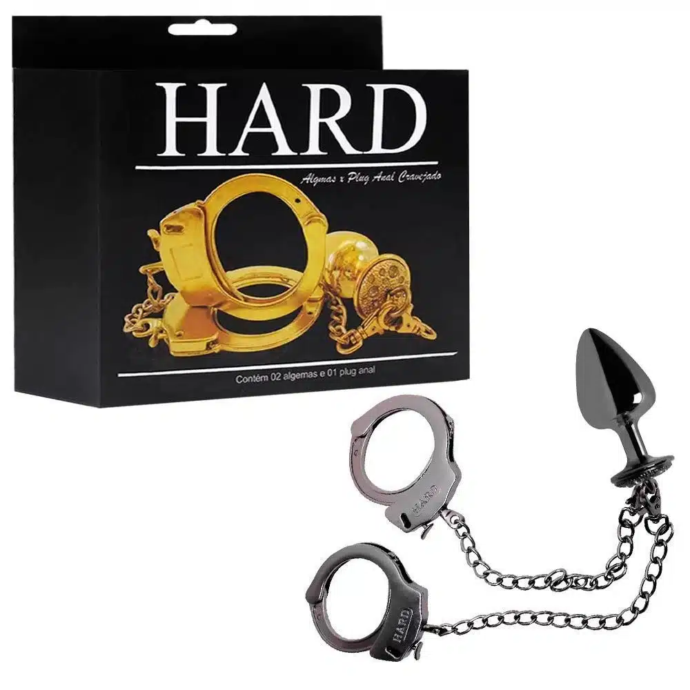 Kit algemas com plug anal cravejado com strass tamanho M  Hard Metal  Imagem 4