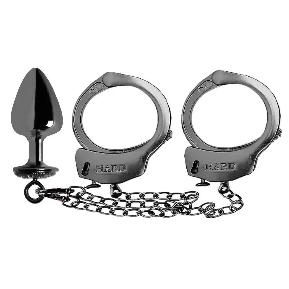 Kit algemas com plug anal cravejado com strass tamanho M  Hard Metal  Imagem 7