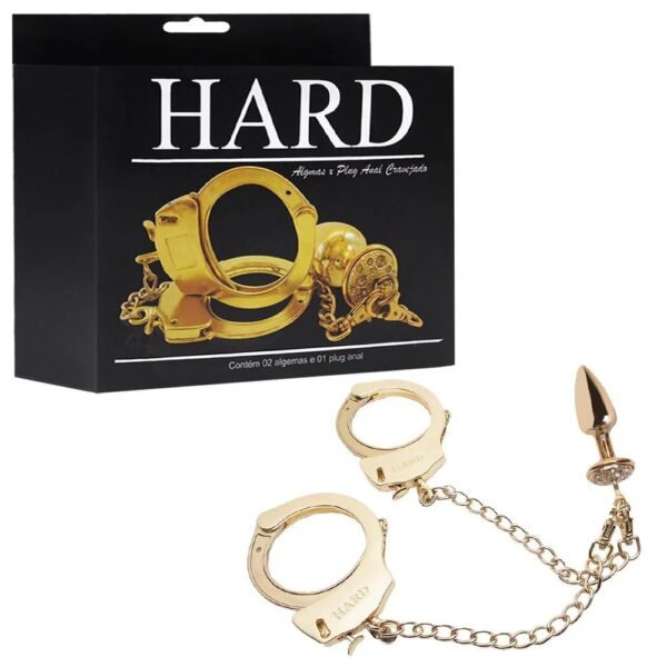 Kit algemas com plug anal Dourado cravejado com strass tamanho P hard