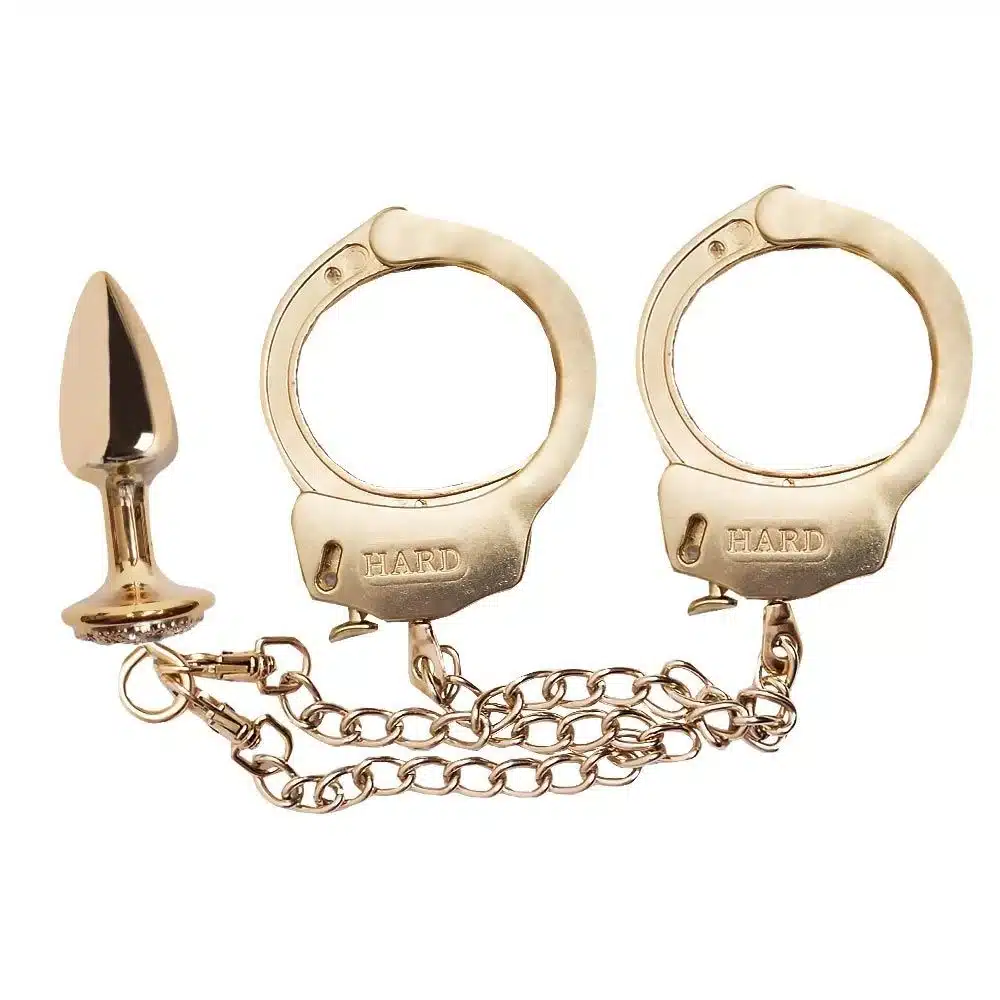 Kit algemas com plug anal Dourado cravejado com strass tamanho P hard  Imagem 2