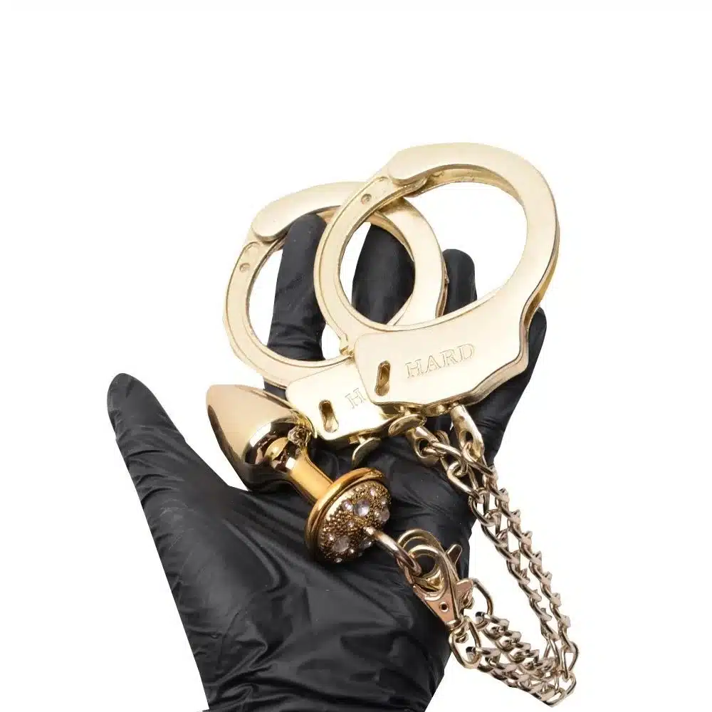 Kit algemas com plug anal Dourado cravejado com strass tamanho P hard  Imagem 3