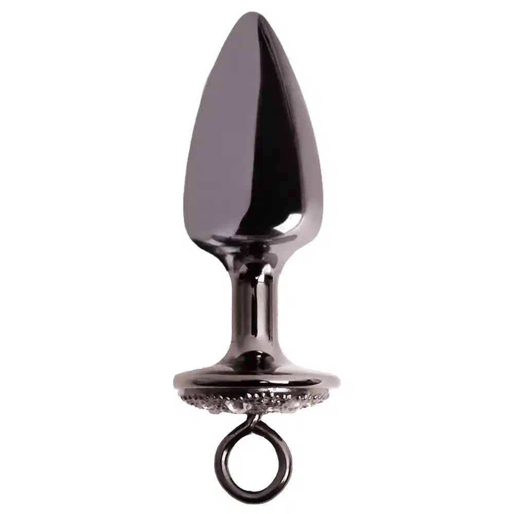 Kit algemas com plug anal Preto cravejado com strass tamanho P hard 2 Kit algemas com plug anal Preto cravejado com strass tamanho P hard - Imagem 2