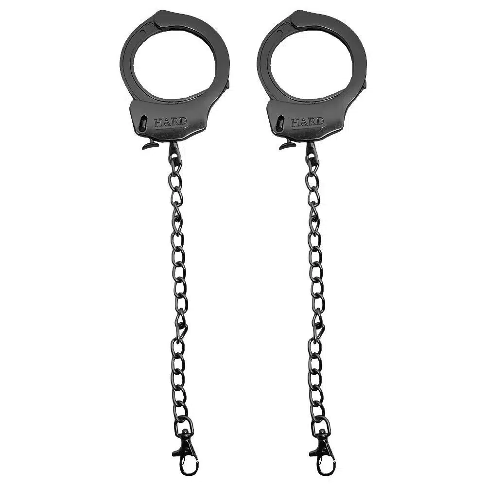 Kit algemas com plug anal Preto cravejado com strass tamanho P hard 5 Kit algemas com plug anal Preto cravejado com strass tamanho P hard - Imagem 5