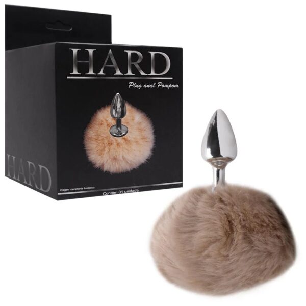 Plug De Metal Cromado Com Rabo Pompom Claro – Hard