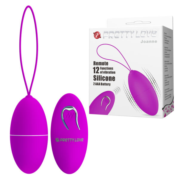 Vibrador bullet em silicone com 12 modos de vibração e controle remoto sem fio - pretty love joanne | 7,5 x 3,5 cm