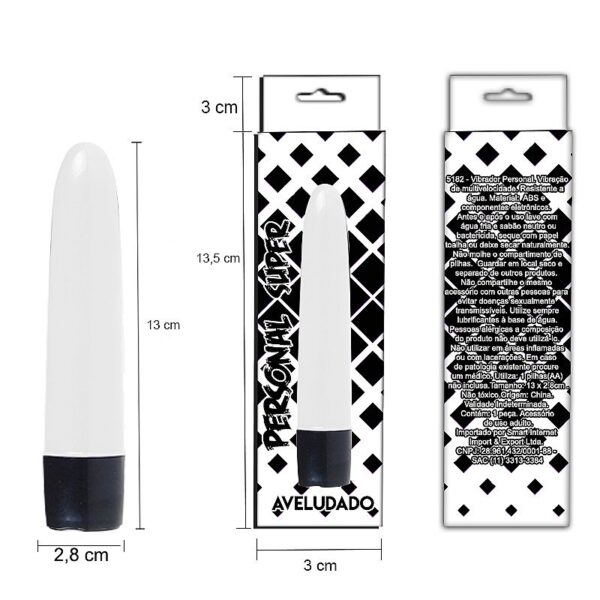 Vibrador Clássico Personal de 13 cm aveludado - Branco