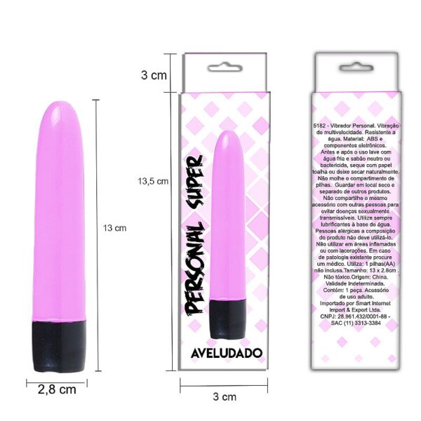 Vibrador Clássico Personal de 13 cm aveludado - Rosa