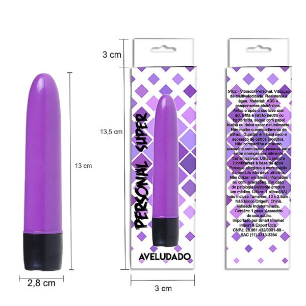 Vibrador Clássico Personal de 13 cm aveludado - Roxo