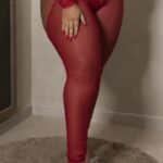 Meia calça plus size sexy desejo vermelha cintura alta bumbum de fora