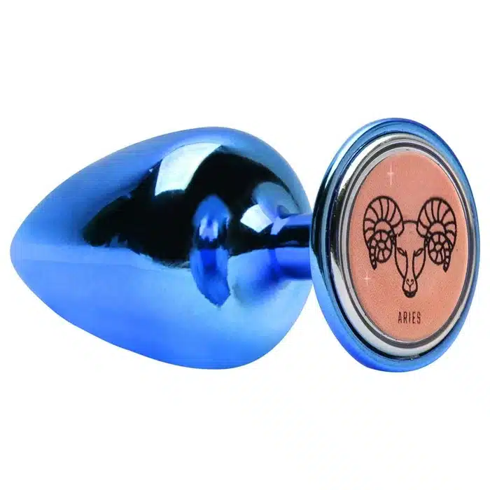 Plug de joia anal médio azul em metal com pedra  Hard signos  Imagem 7