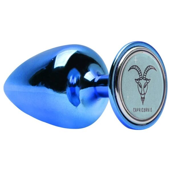 Plug de joia anal médio azul em metal com pedra - Hard signos - Image 11