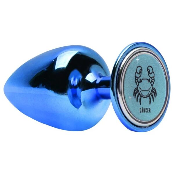 Plug de joia anal médio azul em metal com pedra - Hard signos - Image 9