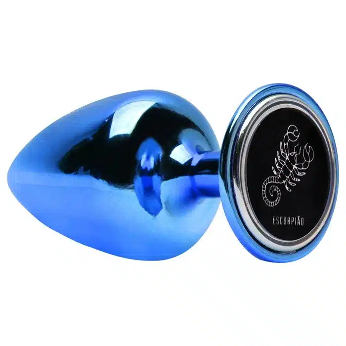 Plug de joia anal médio azul em metal com pedra  Hard signos  Imagem 10