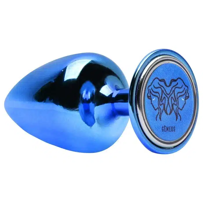 Plug de joia anal médio azul em metal com pedra  Hard signos  Imagem 5