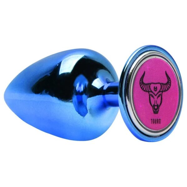 Plug de joia anal médio azul em metal com pedra - Hard signos - Image 13