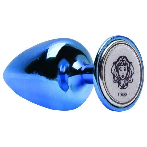 Plug de joia anal médio azul em metal com pedra - Hard signos - Image 6