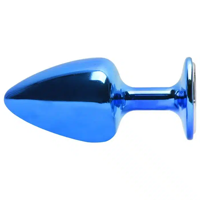 Plug de joia anal médio azul em metal com pedra  Hard signos  Imagem 4