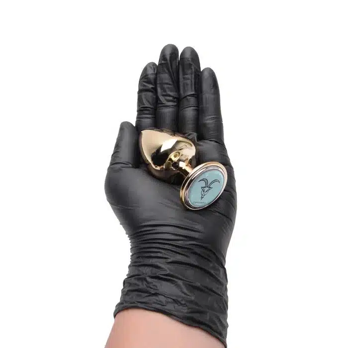 Plug M anal dourado signos em metal com pedra hard  Imagem 16