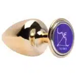 Plug M anal dourado signos em metal com pedra hard - Imagem 12