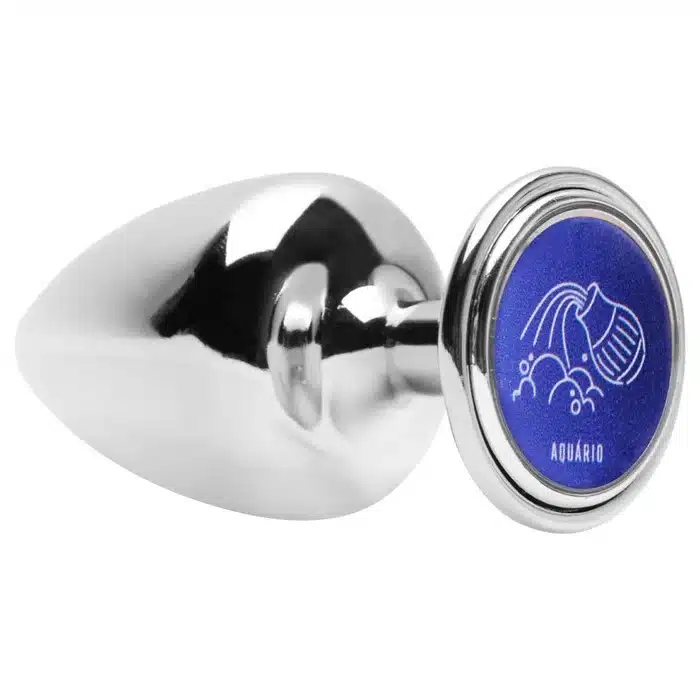 Plug M anal cromado signos em metal com pedra hard  Imagem 4