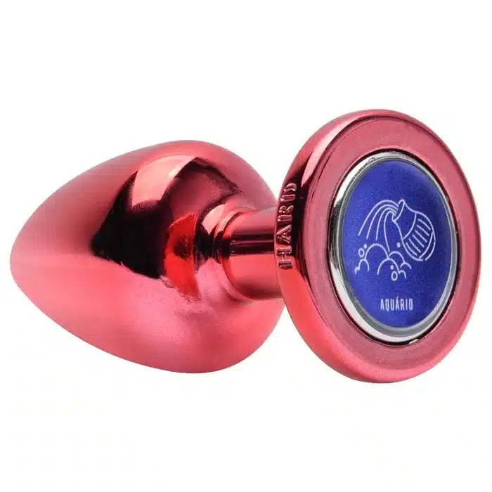 Plug g anal vermelho signos em metal com pedra hard  Imagem 2