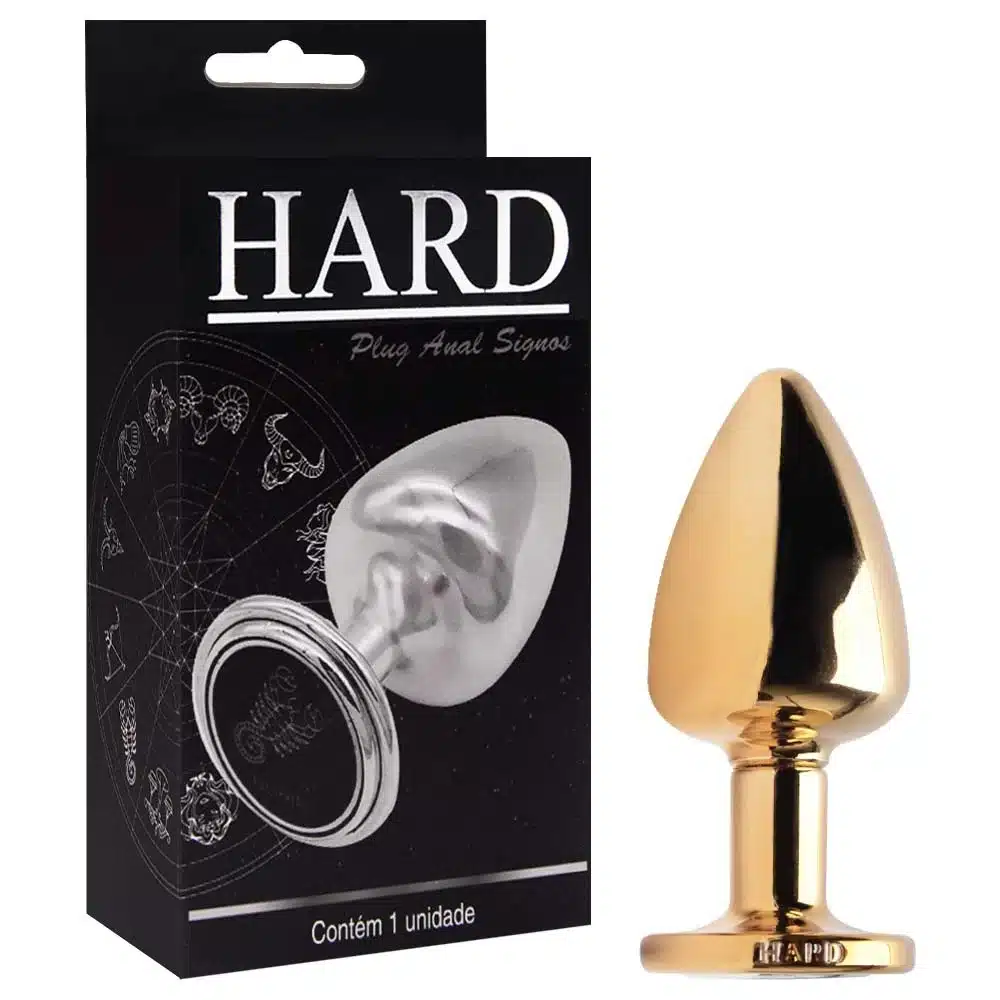 Plug anal de metal Dourado tamanho G linha signos hard  Imagem 4