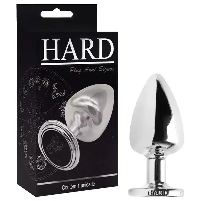 Plug anal de metal cromado tamanho G linha signos hard  Imagem 4