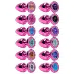 Plug anal de metal tamanho G rosa linha signos hard