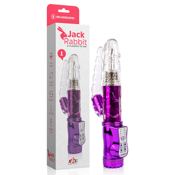 Jack rabbit - Vibrador de ponto g recarregável com rotação 360°, plug anal escalonado e 36 modos de vibração