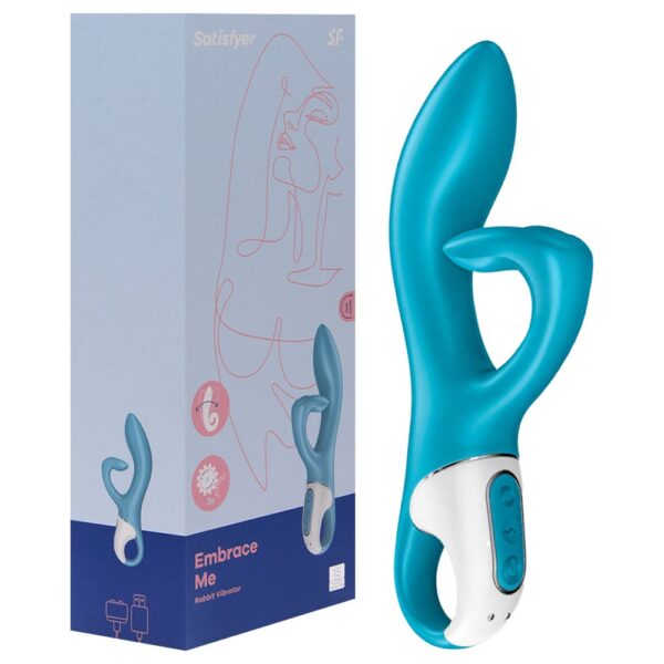 Satisfyer embrace me Azul - Vibrador estimulador de clitóris e ponto g com motor duplo, 12 modos de vibrações potentes