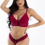 Conjunto cropped lingerie sem bojo renda e microfibra desejo