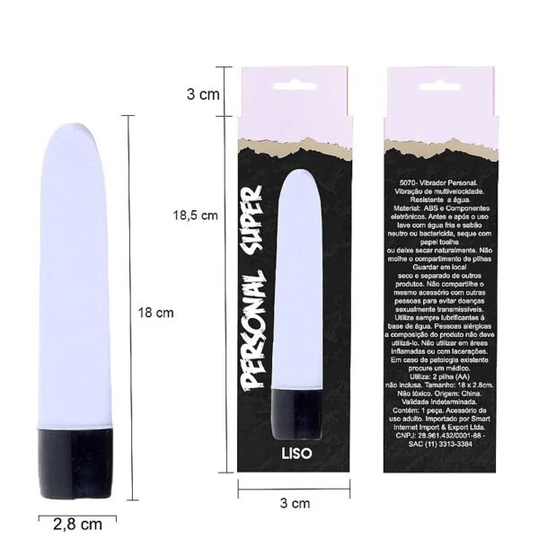 Vibrador Personal Liso 17,5 cm Multivelocidade - Branco