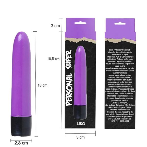 Vibrador Personal Liso 17,5 cm Multivelocidade - Roxo