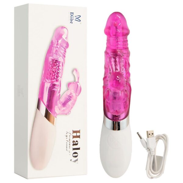 iGox - Vibrador Jack Rabbit Rotativo USB em Jelly Roxo