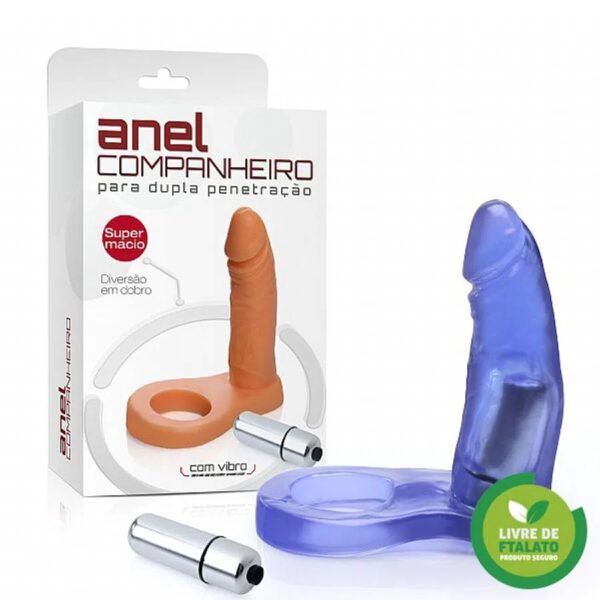 Anel Peniano Companheiro Com Vibrador Torpedo - Azul