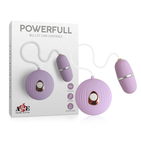 Powerfull - bullet em silicone com 7 modos de velocidades e controle remoto com fio - 5,3 x 2,5 cm